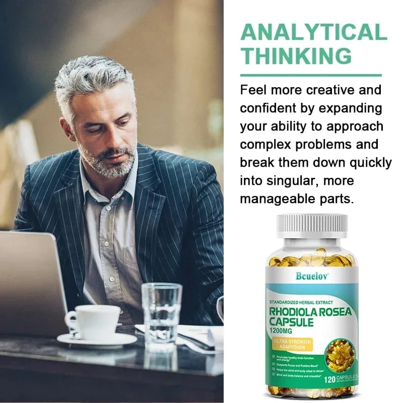 Rhodiola Rosea - Herbal Energy Supplements for Supporting Stress Relief Energy and Exercise Endurance - Vegan Gluten Free — image 4