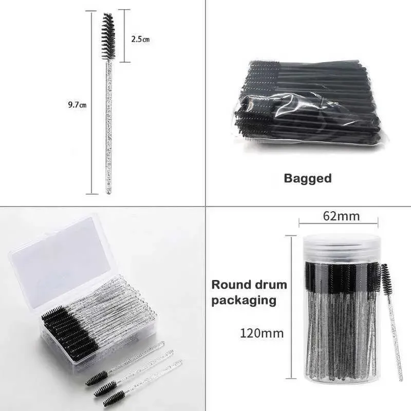 50Pcs Disposable Mascara Wands Eyebrow Spoolies Brush for Eyelash Extensions Lash Brushes with Container — image 2