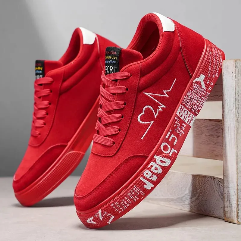 2026 Fashion Men's Vulcanized Sneakers Male Lace-up Casual Shoes Breathable Original Canvas Red Black Lover Shoes Graffiti Flats — image 2
