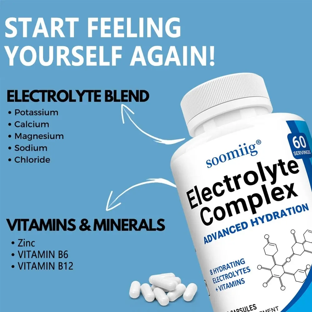 Electrolyte Salts Capsules with B6 B12 Magnesium Potassium & Zinc Fast Hydration Reduces Muscle Cramps Supports Recovery — image 5