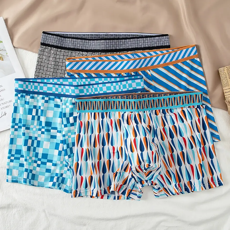4/5piece Men's Colorful Patterned Fashionable Casual Boxer Shorts Loose And Comfortable Oversized Underwear Elastic Waist Shorts — image 13