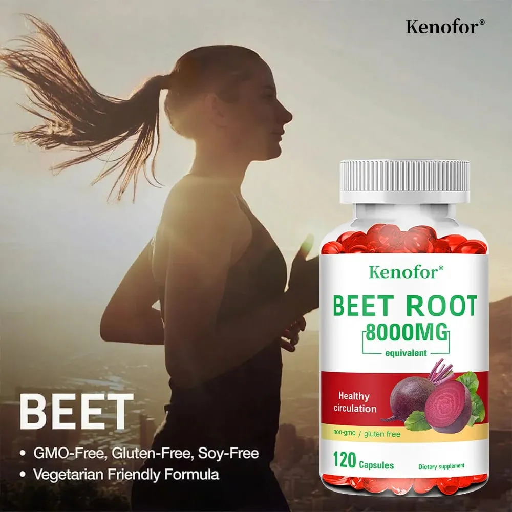 Beetroot Powder Extract Capsules - With Black Pepper for Nitric Oxide Heart & Blood Pressure Health Energy & Endurance Support — image 4