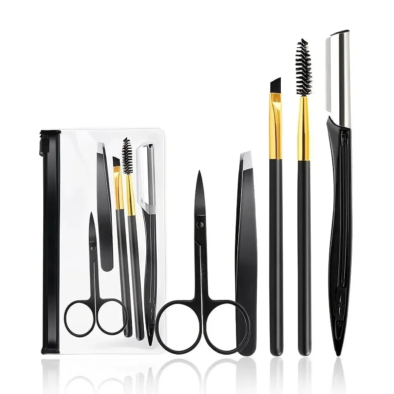3/4/5/11/12pcs Eyebrow Trimmer Set Scissors Tweezers Eyebrow Razor Scraping Eyebrow Comb Razor Eyebrow Clip Makeup Tools — image 11