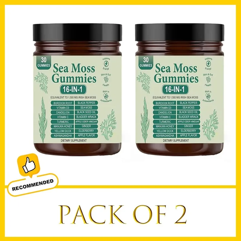 Sea Moss Gummies 16-in-1 - Ashwagandha Black Seed Oil Bladder Wrack Turmeric Vitamin C & D3 with Manuka Apple Cider Vinegar — image 8