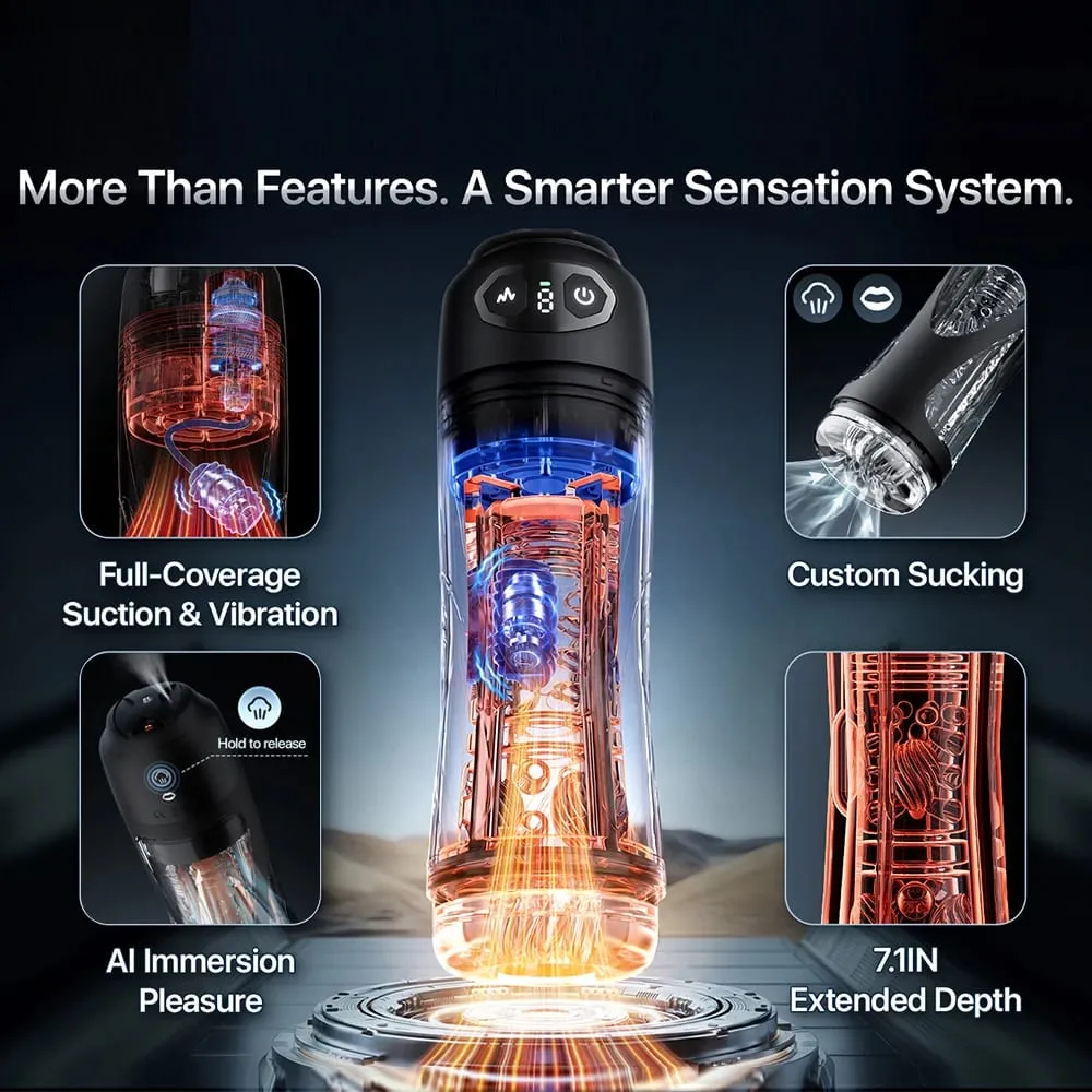 Automatic Male Masturbator Vibrating Sucking Machine Simulation Blowjob Tongue Licking Pocket Pussy Adult Goods Sex Toy for Men — image 2