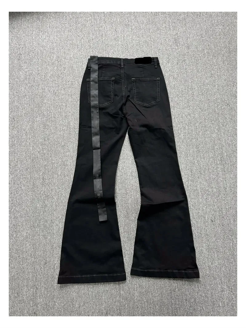 High Street RO Style Denim Pants Men's 24SS Basic Elastic Black Ribbon Loose Flared Streetwear Casual Jeans Pants Men Clothing — image 3