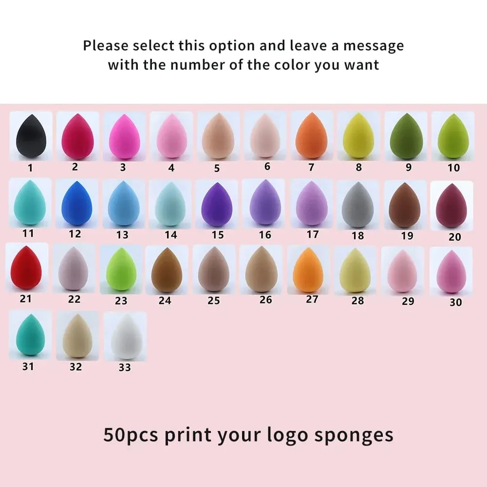 50ks Custom Logo růžová červená bílá Hydrofilní kosmetická houbička na make-up Krása houbička bez latexu omyvatelné mixéry labutěnky — image 5
