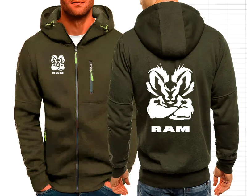 2025 Ram 1500 Turbo DodgeLY 車迷男士街頭服飾拉鍊連帽衫純色連帽運動衫戶外男士連帽衫夾克 — image 6