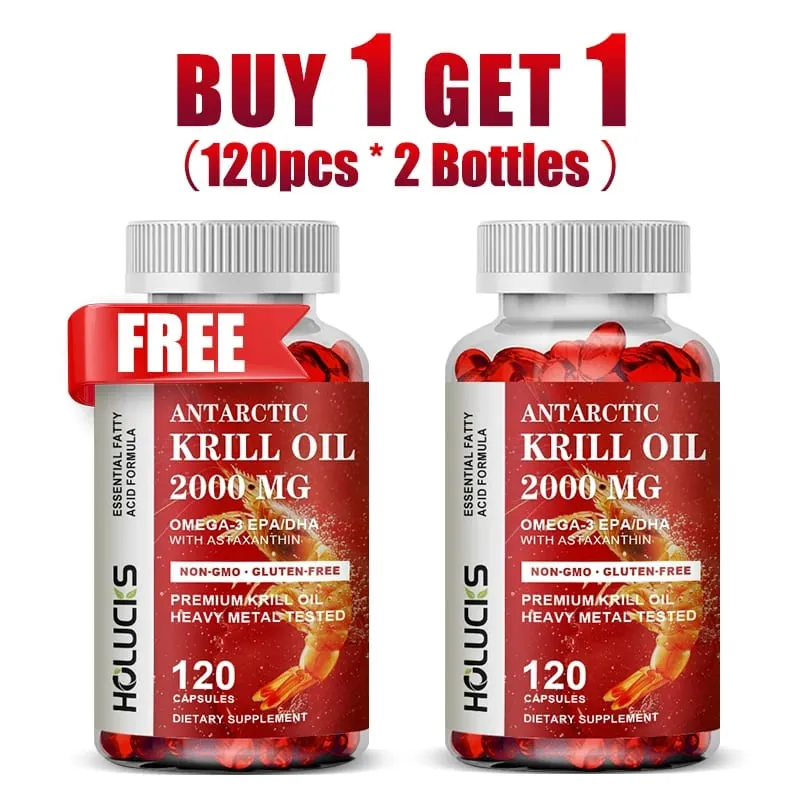 Buy 1 Get 1 Free! Pure Antarctic Krill Oil 2000mg Supplement with Astaxanthin for Heart & Brain Health Healthy Aging Non-GMO — image 9