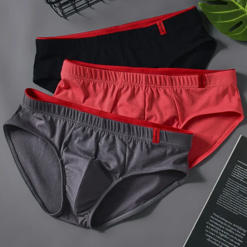 Men Briefs Solid Color Cotton Youth Briefs Waist Comfortable Sexy Explosion Trend Breathable Underwear Sissy Panties — image 18
