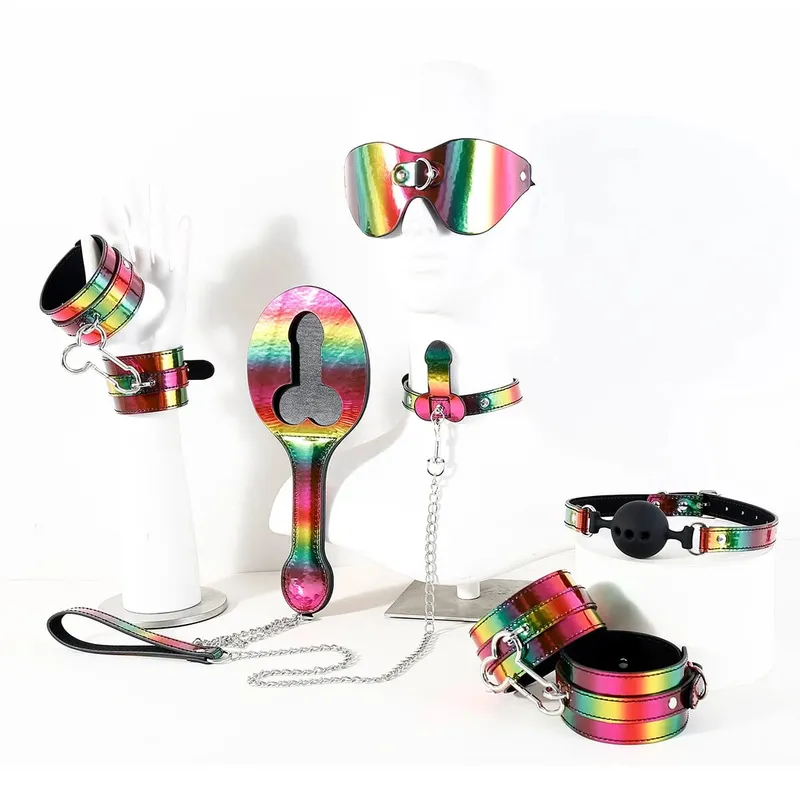 New Colorful Erotic Sex Toys For Women Adults Games BDSM Bondage Kits Handcuffs Sex Whip Mouth Gag Anal Plug Sex Shop