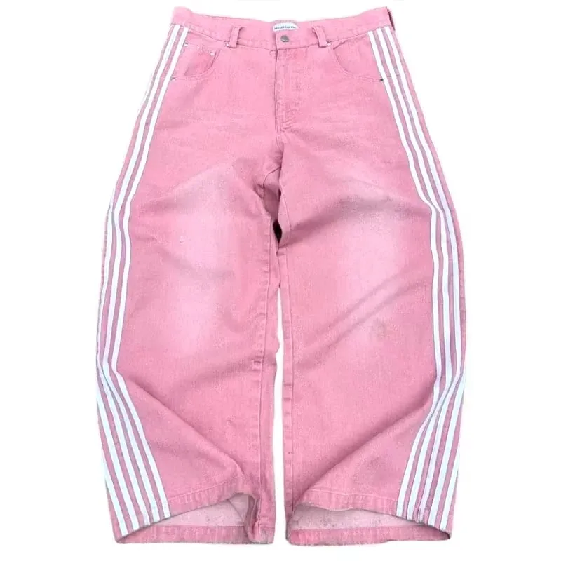 Y2K Baggy Jeans Retro Men's Camouflage Embroidered Striped Harajuku Sweatpants Women Hip Hop Streetwear Camo Wide Leg Denim Pant