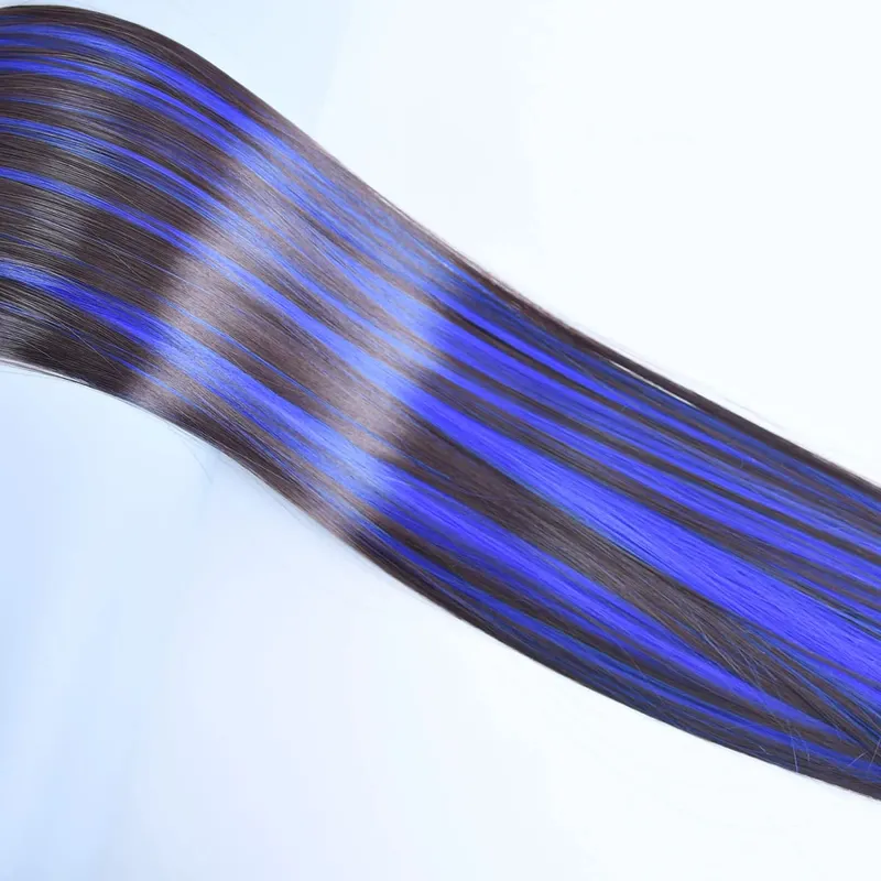 Jeedou Clip-in Hair Extension 5Clips One Piece Straight Synthetic Hairpiece Blue Brown Green Red Highlighted Piano Color — image 9