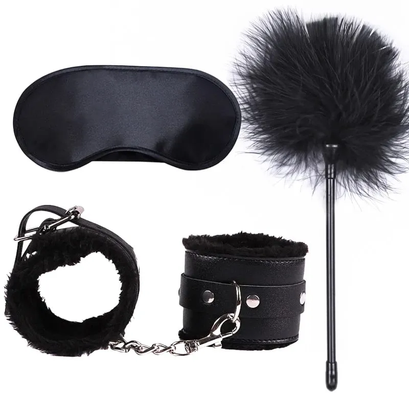 Sex Toys For Women Bdsm Set Sexy Leather Plush Sex Toys Bondage Kit Handcuffs Feather Blindfold Fetish Flirt Goods For Adults — image 3