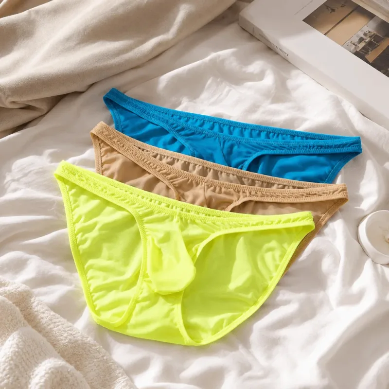 빠른 건조 울트라 얇은 얼음 실크 팬티 낮은 허리 원활한 남성 속옷 U-파우치 란제리 메쉬 팬티 여행 — image 11