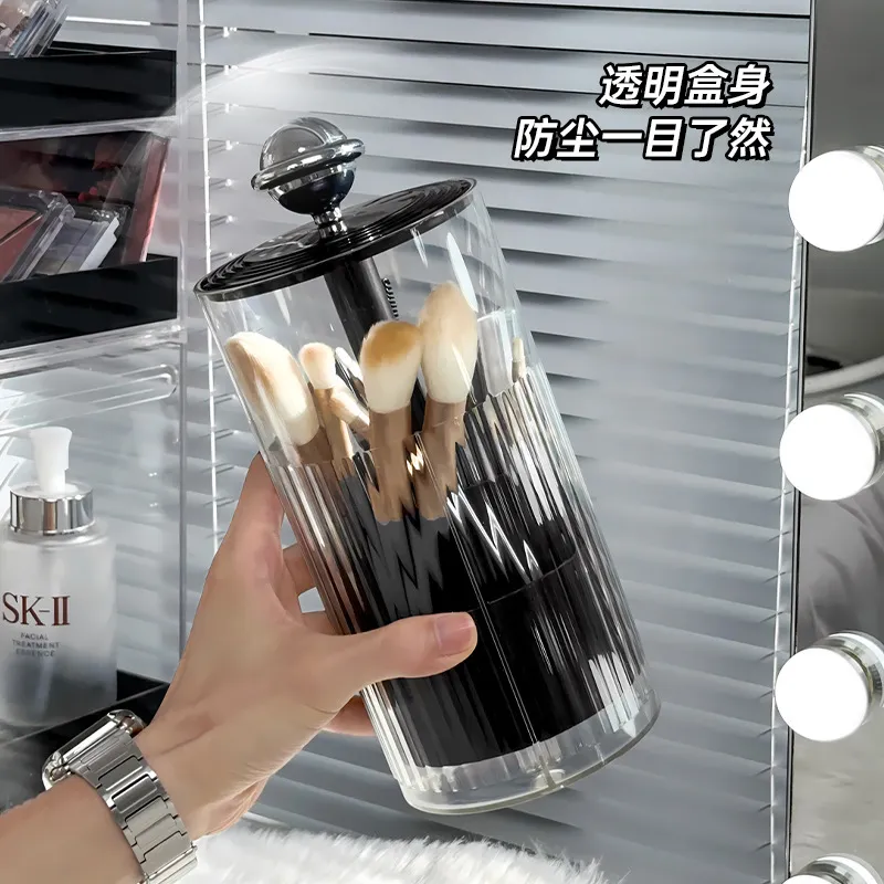 Automatic Lifting Makeup Brush Holder Dust Proof Cosmetic Organizer Luxury Desktop Storage Container Makeup Brushes Pens Holder — image 6