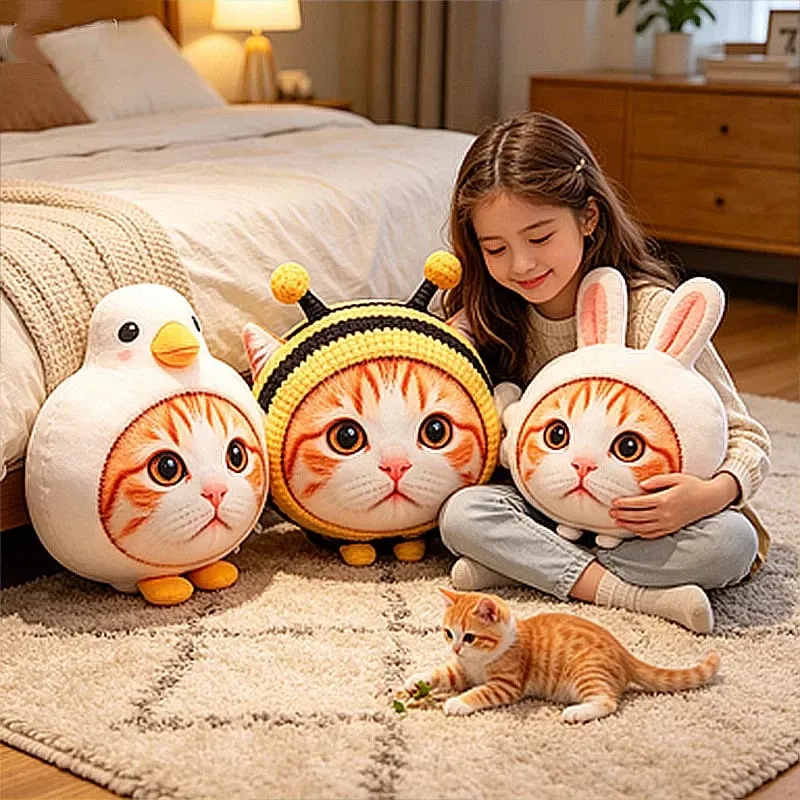 New 40cm Lifelike Animal Cat Plush Pillow 3D Printing Simulation Cat Plush Toy Stuffed Decor Gift Birthday Gifts Room Decoration — image 5