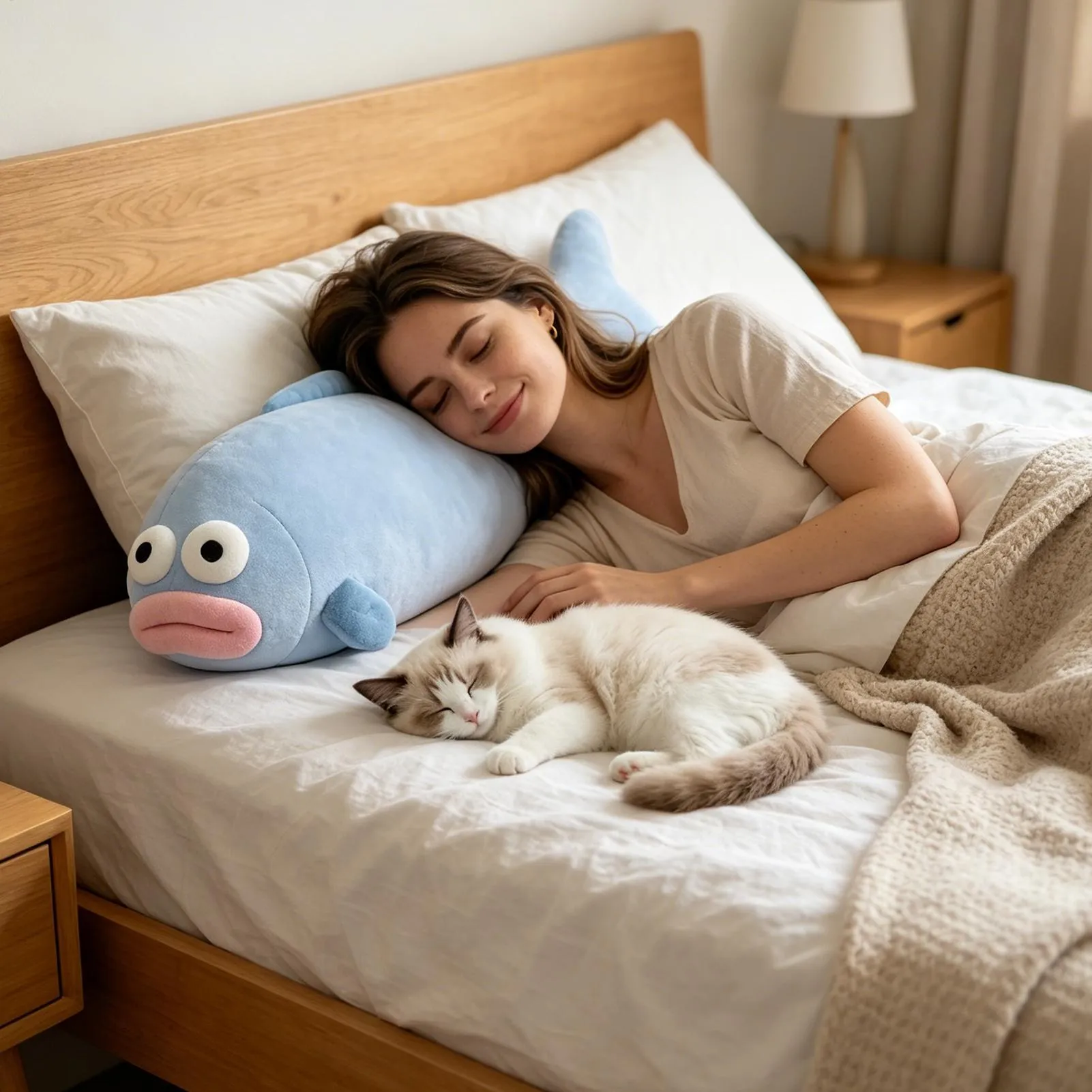 Cooling Fish Shape Pillow Ice Silk Breathable Summer Cool Down Cushion for Living Room Bedroom Office Nap Pet Use