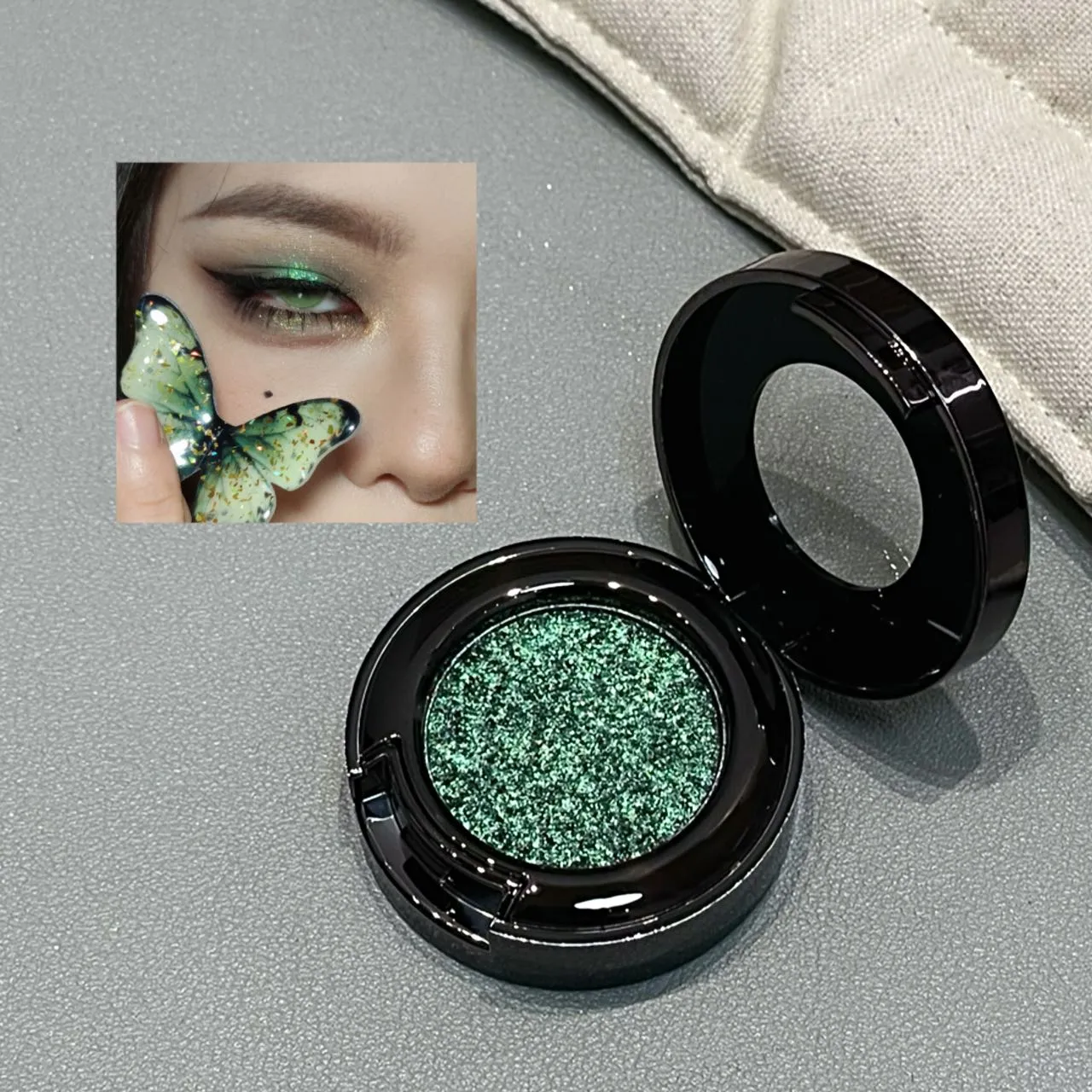 Metallic Glitter Black Blue Eyeshadow Purple Green Metallic Highlighter Eyeshadow Diamond Long Lasting Eye Makeup Women Cosmetic