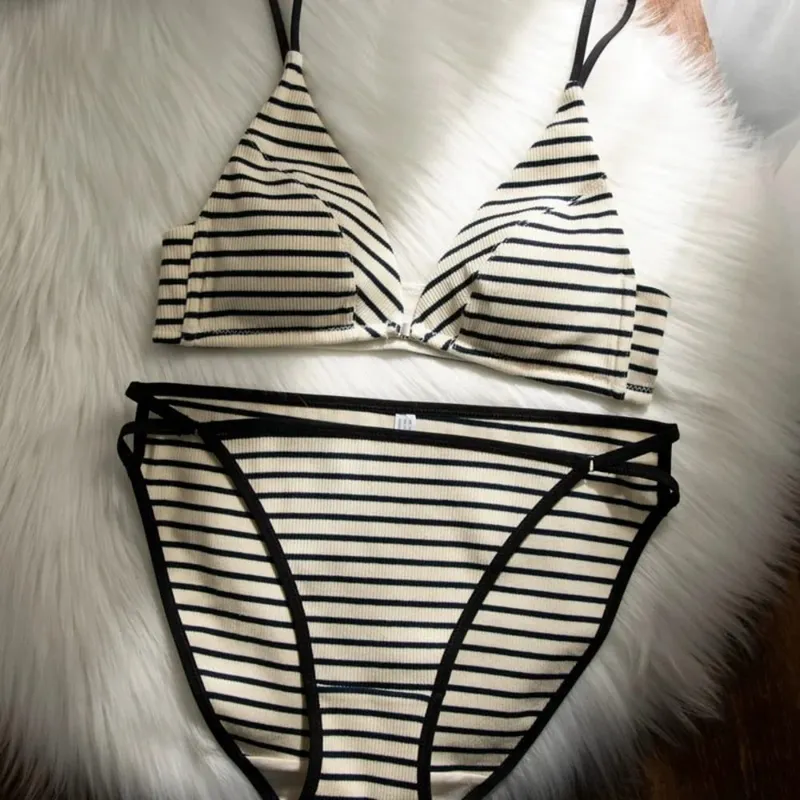 omen Front Closure Bra Set Summer Thin Spaghetti Strap Sexy Triangle Cup Backless Brassiere Lingerie Set 32‑38 Size — image 7