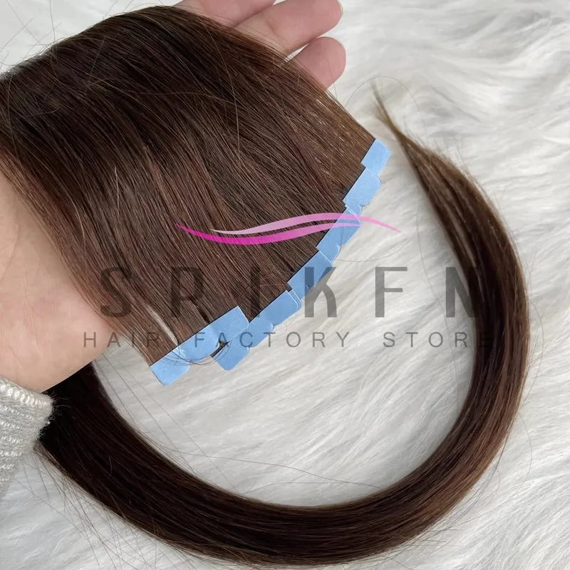Mini Tape In Human Hair Extensions 12"-20" Machine Remy Skin Weft Adhesive Tape Hair Natural Black Tape Ons 10pcs for Women — image 10