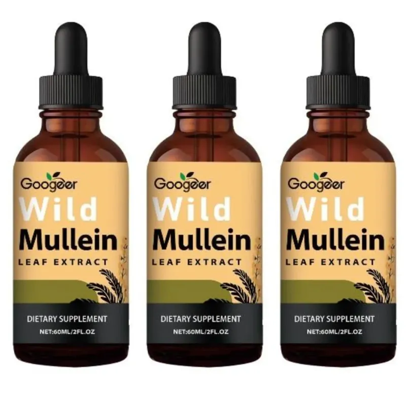 Wild Mullein Leaf Extract Drops with Ginger & Lemon Peel 60ml Herbal Liquid Supplement for Daily Respiratory Wellness & Comfort