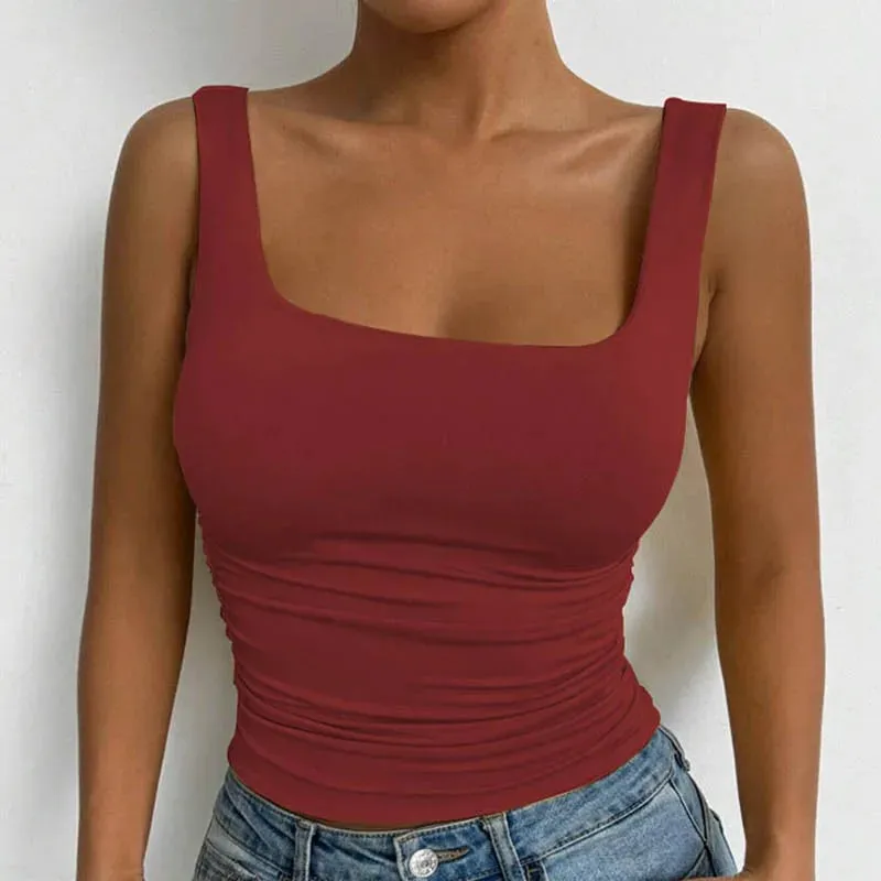 Women's Square Neck Sleeveless Cami Top Casual Basic Crop Top — image 14