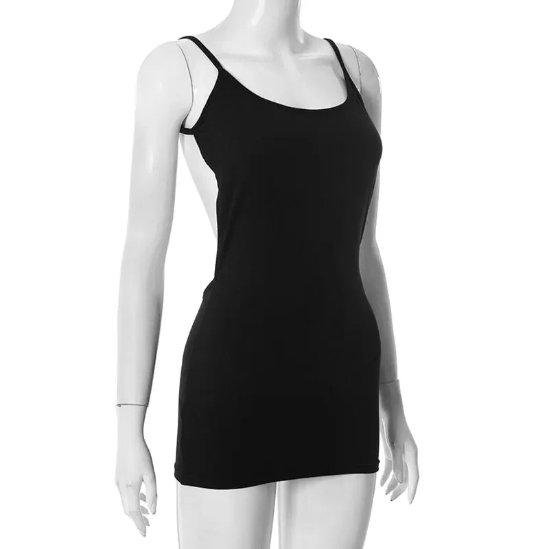 Summer Spring Sexy Backless Y2K Black Women Mini Dress Outfits Party Club Birthday Sleeveless Bodycon Short Dresses Vestido Gift — image 5