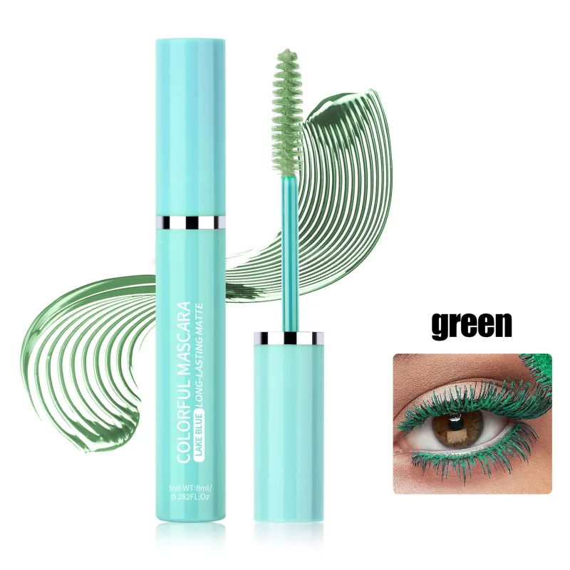 Ciglia mascara colorate Blu Rosa Verde Mascara impermeabile colorato Affascinante mascara arricciacapelli a lunga durata Trucco natalizio per occhi — image 8
