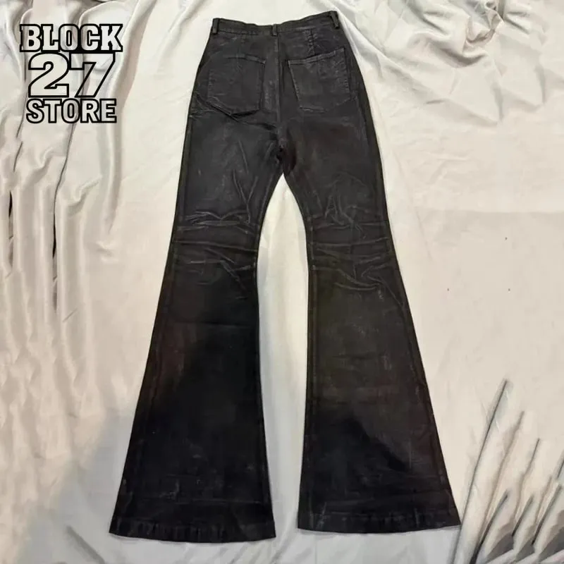American Retro Heavy Industry High Street Coated Micro-Flared Jeans for Men Black Gothic Vintage Casual Loose Jeans Autumn New — image 2