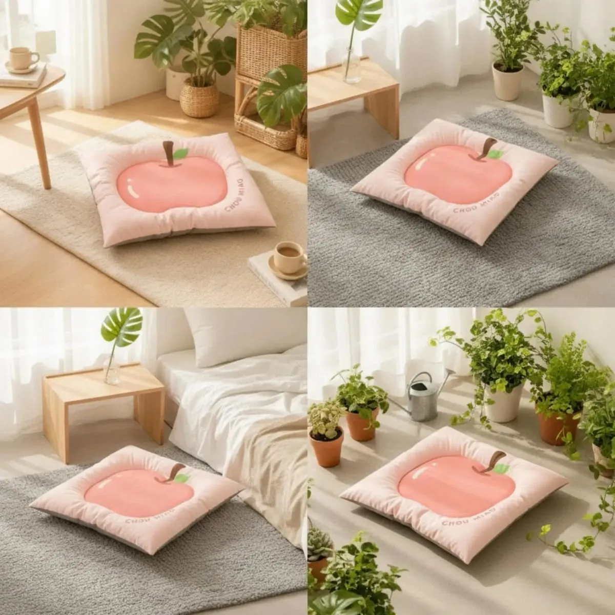 Plush Fabric Pet Mat with Fruit Print for Cat Dog Cozy Sleeping Pad Raised Border Cushion Easy Clean Pet Furniture Accessory — image 5