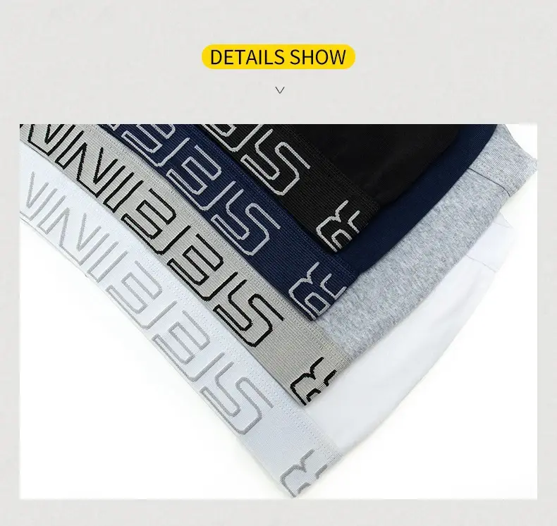 Seeinner Mens Boxer Shorts Cotton U Convex Pouch Pakaian Dalam Lembut Selesa Seluar Dalam Cueca Masculina M-XXL Hitam Putih Kelabu