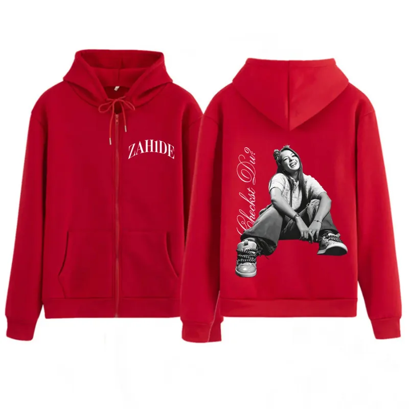 Singer Zahide Tour 2026 Merch Graphic Zipper Hoodies Men Women Fashion Winter Hip-hop Loose Casual Vintage Zip Up Sweatshirts — image 4