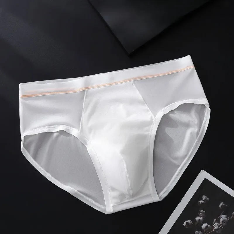 Men's Seamless Ice Silk Briefs Underwear Bulge Pouch Solid Breathable Panties Calzoncillos Hombre Slips Male Panties — image 5