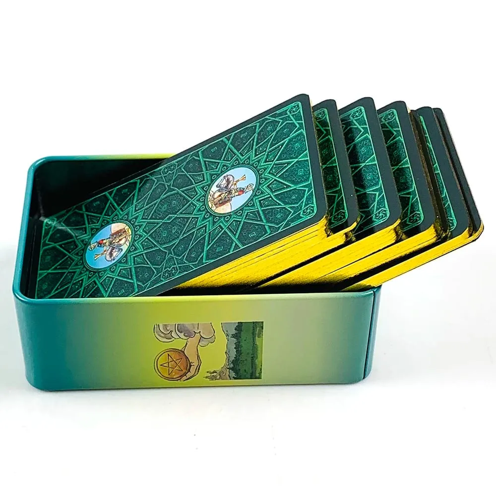 Metal Box Gilded Edition Tarot Cards Deck With Paper Guidebook for Beginners Classical Divination Board Games Cards Game — image 3
