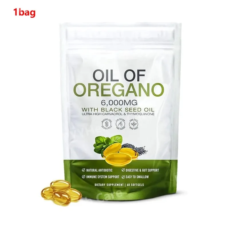 Oreganoolie 6000mg sorte frøolie softgels understøtter dagligt immunforsvar Fordøjelsesbalance Urteformel Ikke GMO 60 Antal — image 8