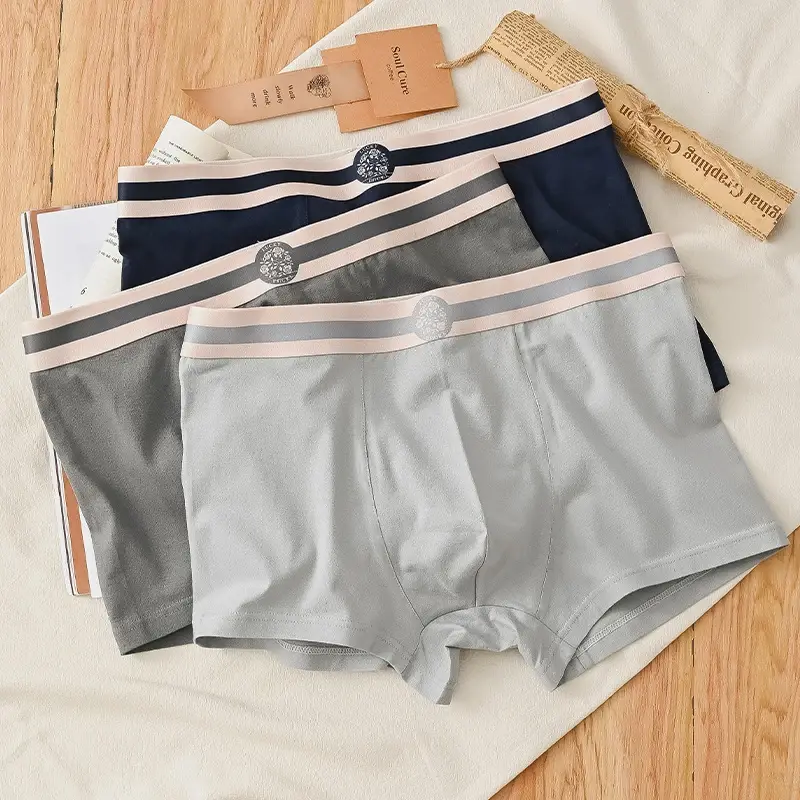 3PCS Men's Underwear Cotton Comfortable Breathable Round Label Print Simple Fashion Men's Boxer Briefs Underwear Combination — image 2