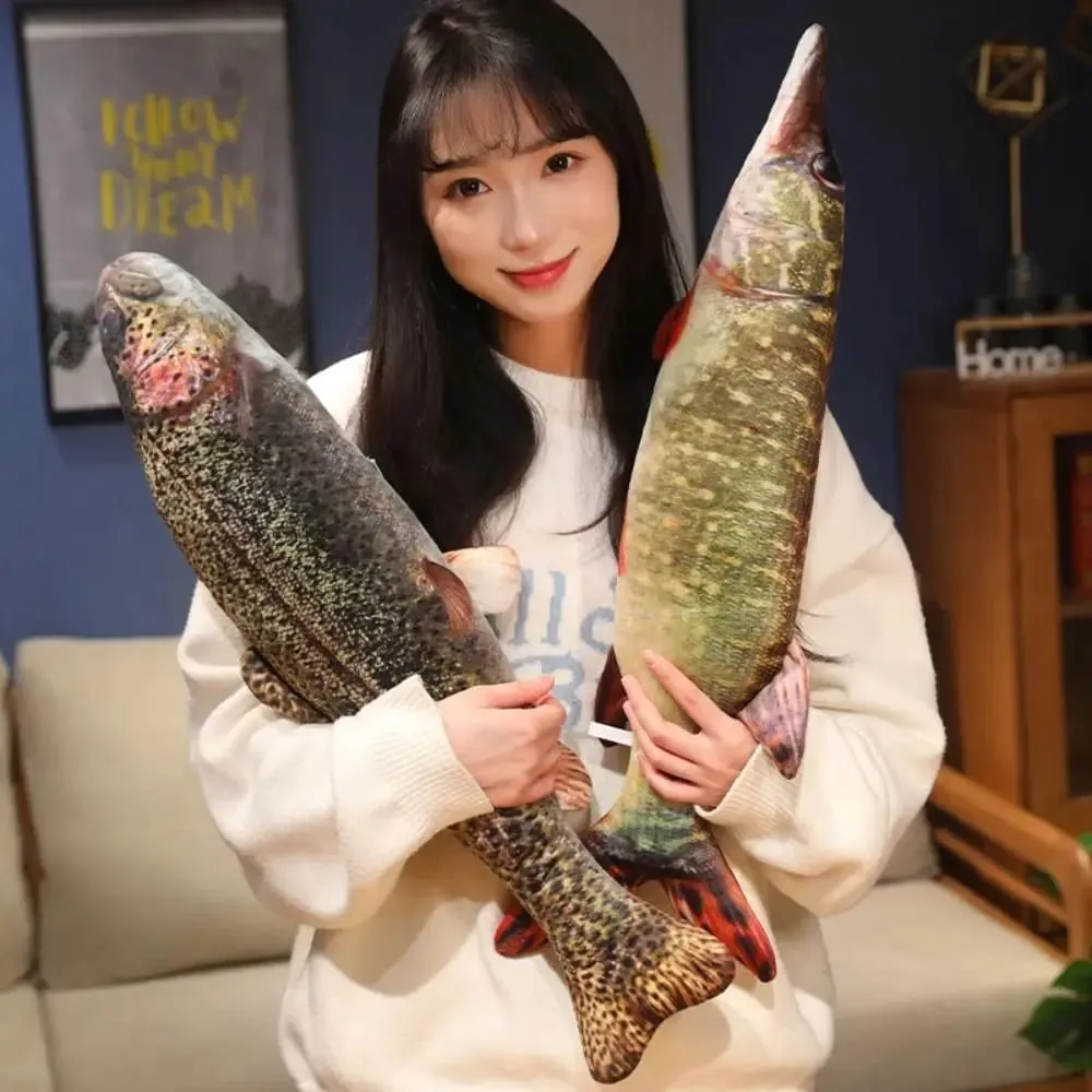 Perch Simulation Fish Plush Pillow Grouper Stuffed Cartoon Fish Plush Toy Lovely PP Cotton Fish Anime Pillow Dolls