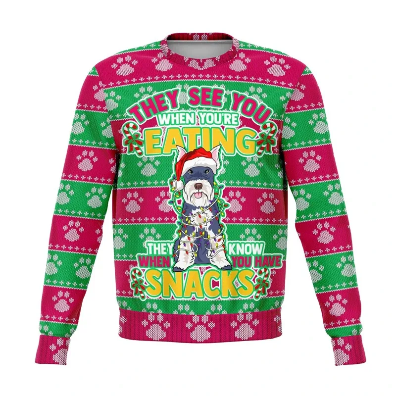 Colorful Dog Cat Pattern Ugly Christmas Sweater For Men 2026 New Year Festival Hoodie Women Merry Christmas Crew Neck Sweatshirt — image 19