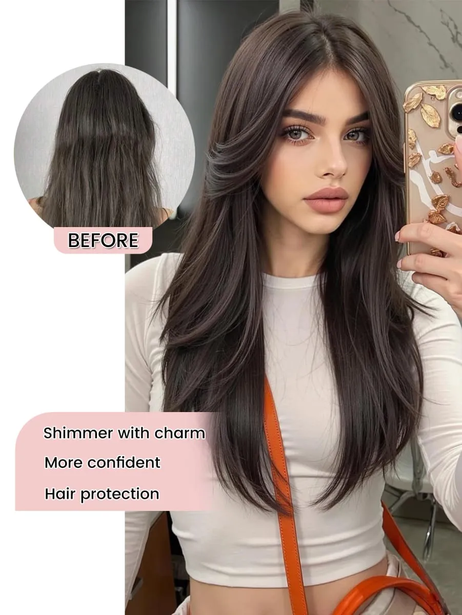 Synthetic V-Shaped Long Curly Wavy Hair Extension Synthetic Wig Layered Hair Extension Hair Pad Fluffy Top Increase Hair Volume — image 4
