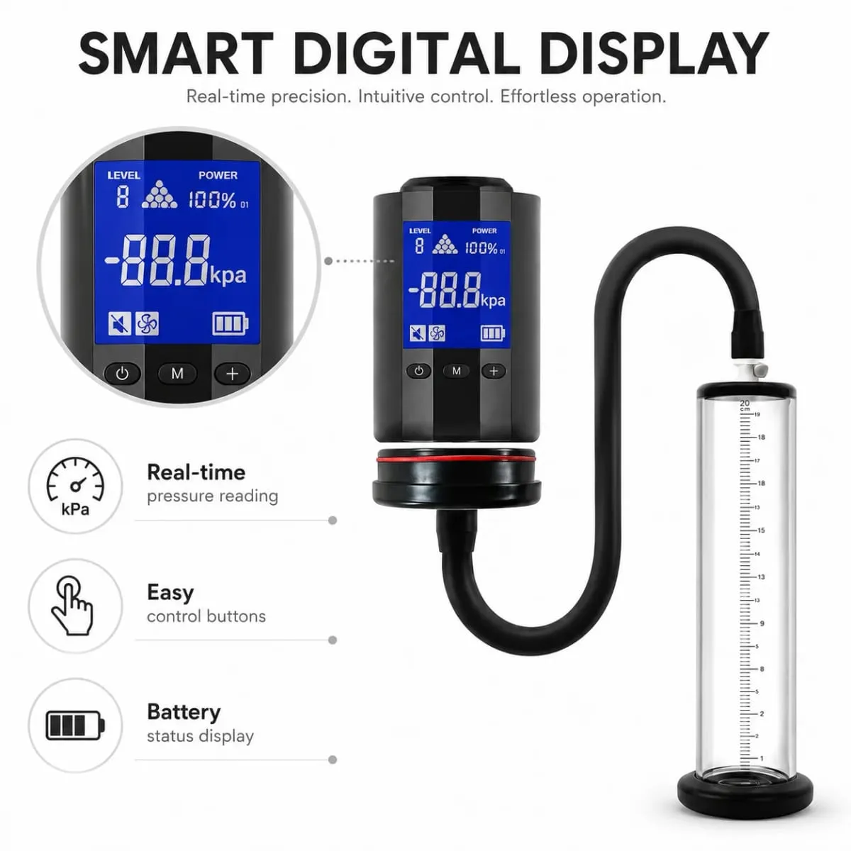 Electric Penis Vacuum Pump with Digital Display Male Enlargement Extender Trainer Rechargeable Adult Masturbation Sex Toy