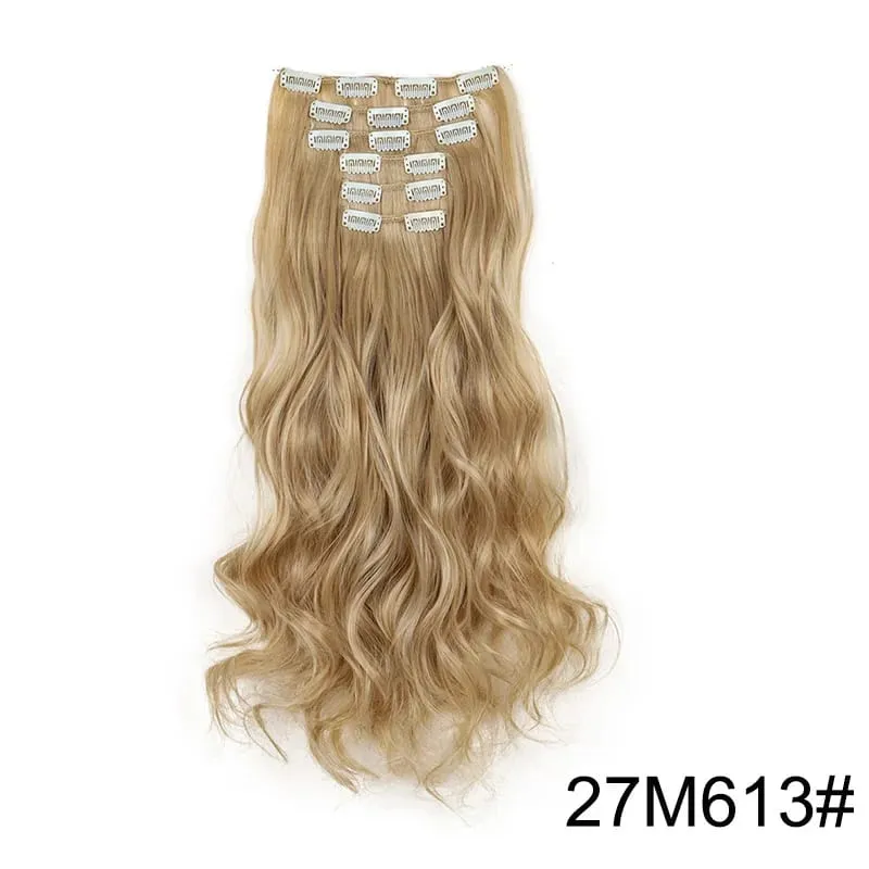 6pcs/set 24Inch Synthetic Long Curly Wavy Hair Extension 16 Clips High Tempreture Hairpiece Clip In Hair Extensions for Women — image 22