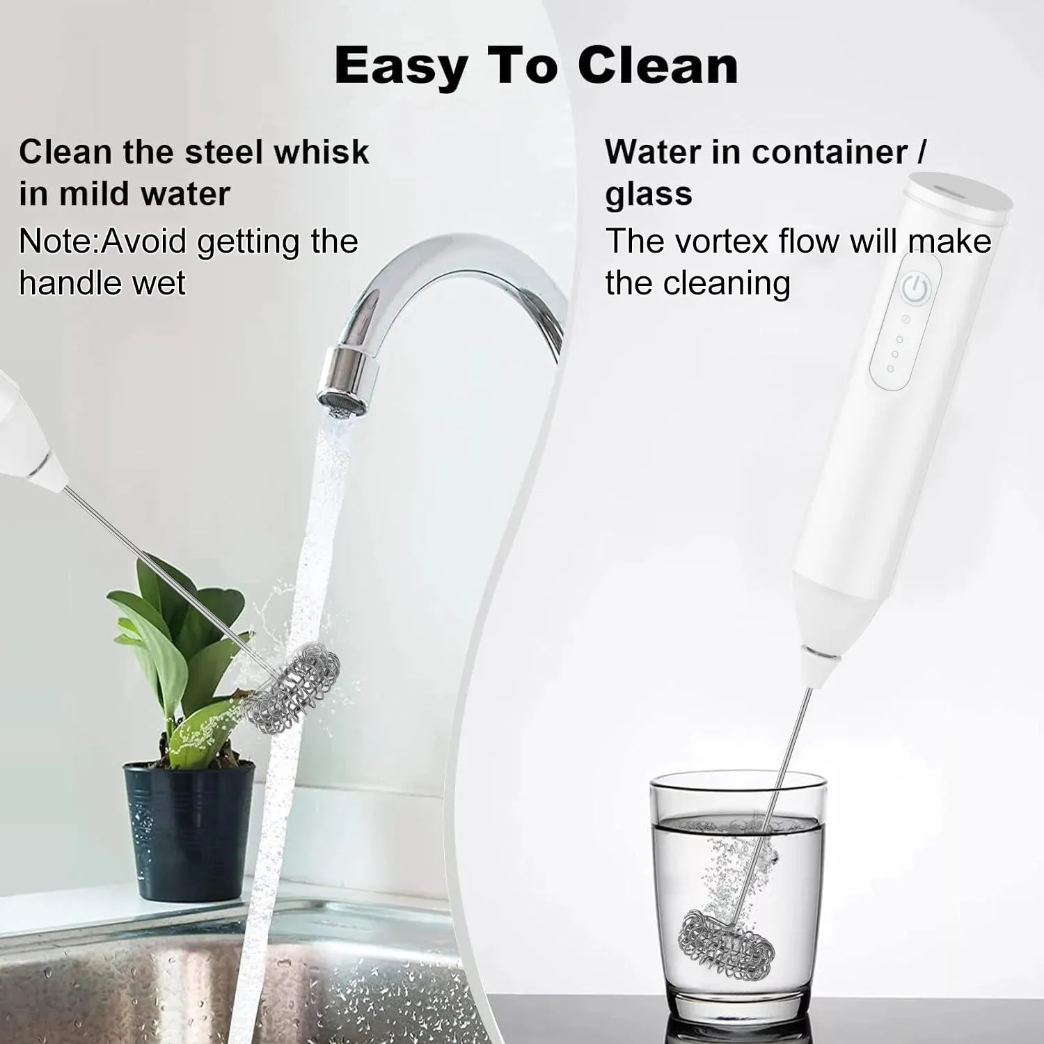 Milk Frother USB boleh dicas semula 3 Kelajuan Pembuat Buih Kopi Whisk Mixer Pemegang Elektrik Blender Pemukul Telur — image 5