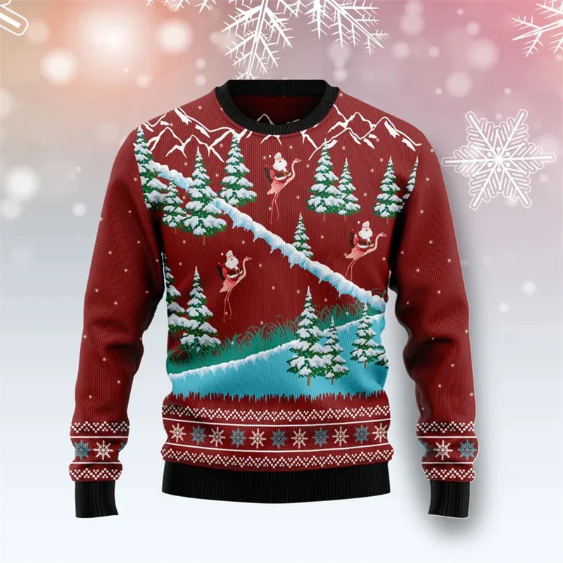 Funny Flamingo Graphic Ugly Christmas Sweater Autumn Holiday Wear 3D Printed Sweatshirt Loose Streetwear Pullovers Mens Clothing — image 9