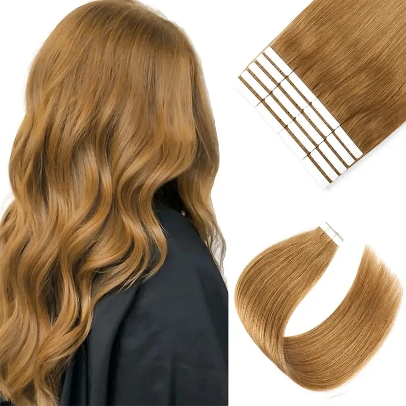 Double Drawn European Wholesale Tape in Extensions Invisible Cuticle Aligned Remy Tape in Hair Extensions 100% Human Hair — image 14
