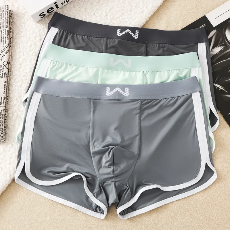 3 Cái/gói Ice Silk Thoáng Khí Lưới Kháng Khuẩn Quần Lót Nam Không Gian Lớn Túi Quần Lót Dây Thắt Lưng Đàn Hồi Cao Boxer Homme — image 19