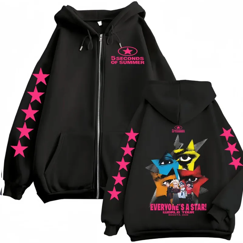 5 Seconds of Summer Everyone's A Star World Tour Zip Up Hoodies Men Women Harajuku Hip Hop Gothic Jacket Sweatshirt Hoodie Coats — image 6