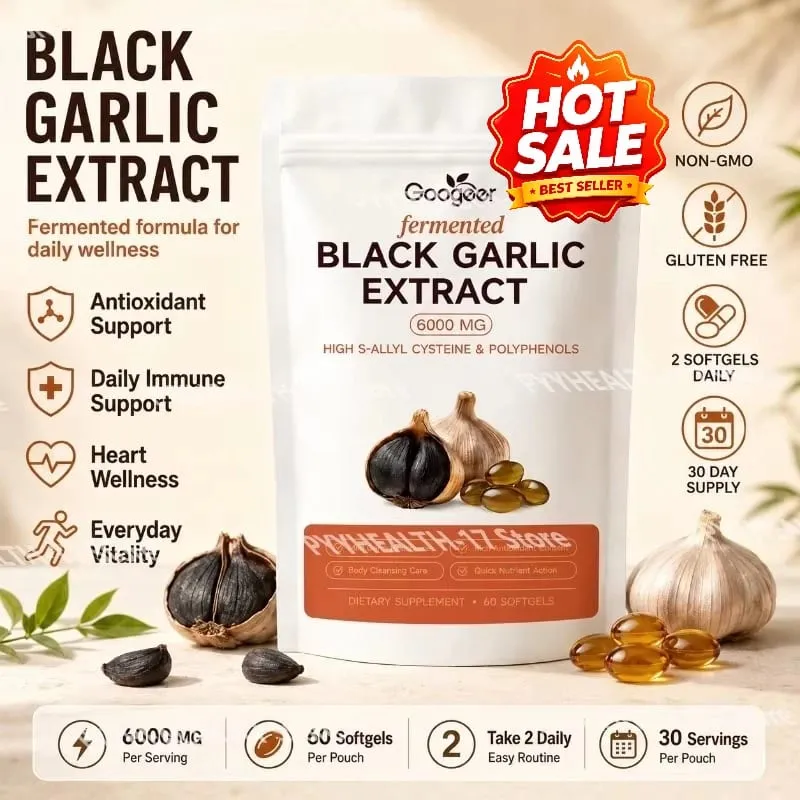 Googeer Fermented Black Garlic Extract 6000MG Softgels Antioxidant Immune Support S-Allyl Cysteine Men Women 60 Softgels 60 Days — image 1