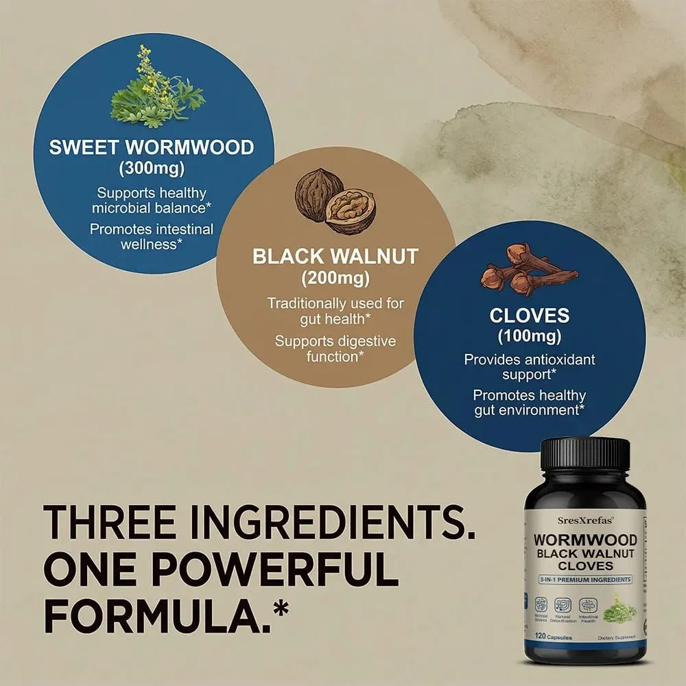 Wormwood Black Walnut and Clove - 3 in 1 Premium Formula for Microbial Balance Natural Detoxification and Intestinal Health — image 3