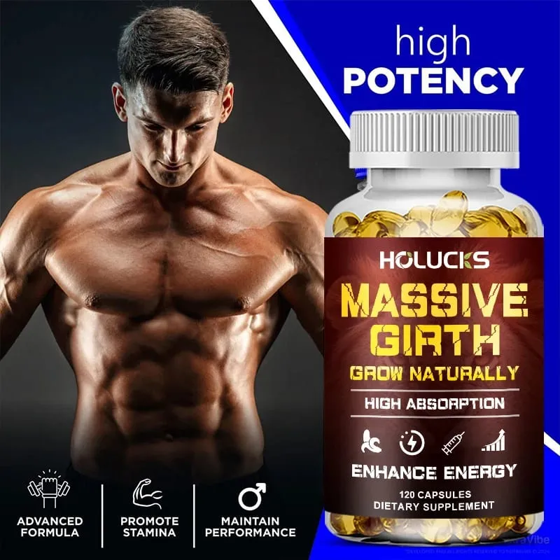 Massive Girth Capsules for Men Testosterone Booster Hormone Support Muscle Growth & Strength Size Enhancement Supplement — image 3